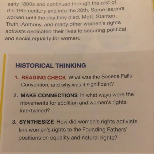 Number 3. How did women's rights activists link women's rights to the Founding Father's positions