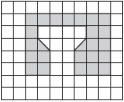 Find the area of the shape. Each unit square = 5 meters.