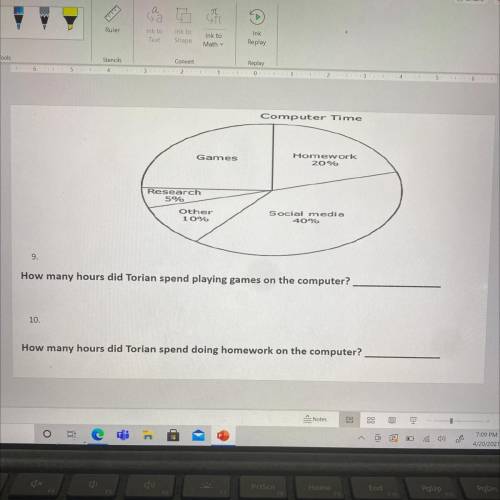 Explain how to solve the two
questions from the circle graph and give the answer.