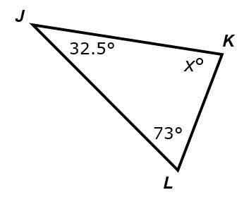What is the measure of angle K in degrees?