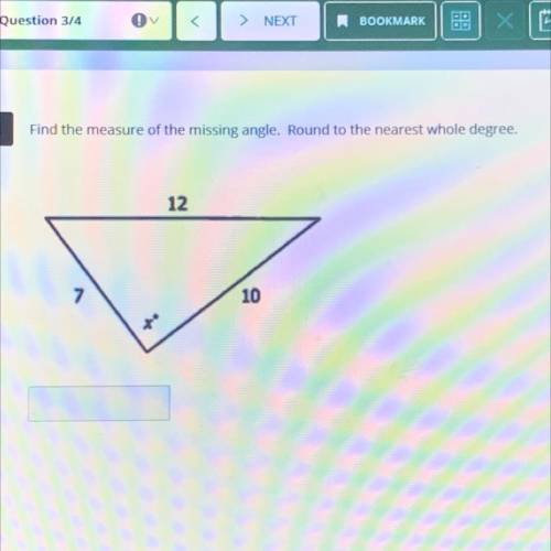3
Find the measure of the missing angle. Round to the nearest whole degree.
