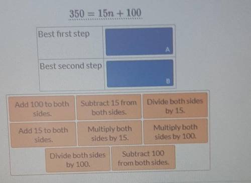 Drag the tiles to show the best possible first and second step in solving the given equation.

NO