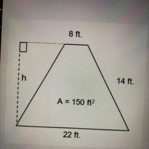Which equation can be used to find the height of the trapezoid bellow?

A) 150 = 1/2(22 + 8) • h
B
