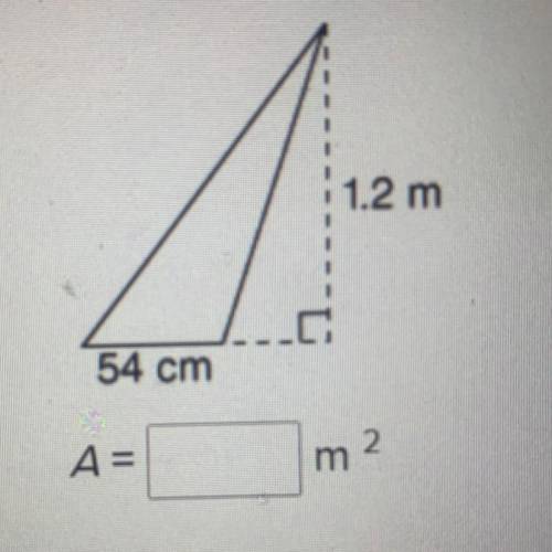 What is the area of the following triangle in square meters? Do not round your answer.