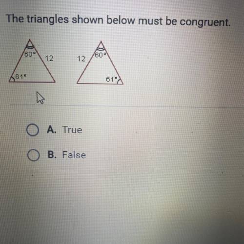 The triangles shown below must be congruent.
60
BO
12
12
010
81