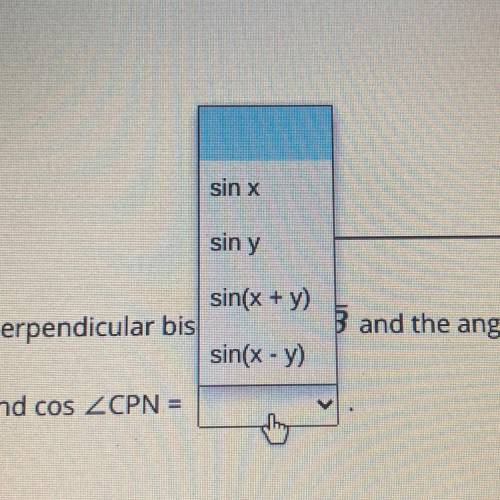 In the diagram, PN is the perpendicular bisector of AB and the angle bisector of
sin
and cos
