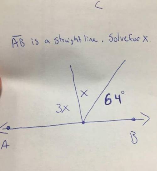 AB is a straight line solve for x please help this quiz is so hard