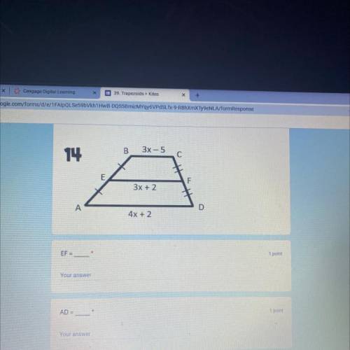 Find the length of the indicated segments of each trapezoid.