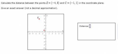 Need an exact answer. find the distance between 2 points on a coordinate grid.