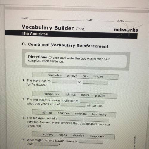 Vocabulary Builder Cont.

The Americas
networks
C. Combined Vocabulary Reinforcement
Directions Ch