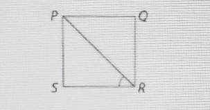 HELP ME PLEASE

In square PQRS the measure of <PRQ is 45°. What is the measure of <PRS in de