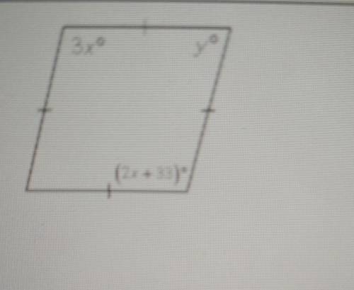 I need help.Find the values of the variables in each figure.3x y 2x+33​