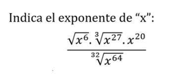 Indica el exponente de X