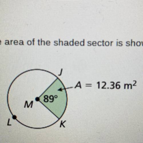 The area of the shaded sector is shown. Find the radius of circle M. Round your answer to the neare