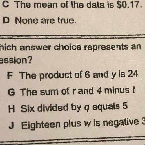 Which answer choice represents an expression?