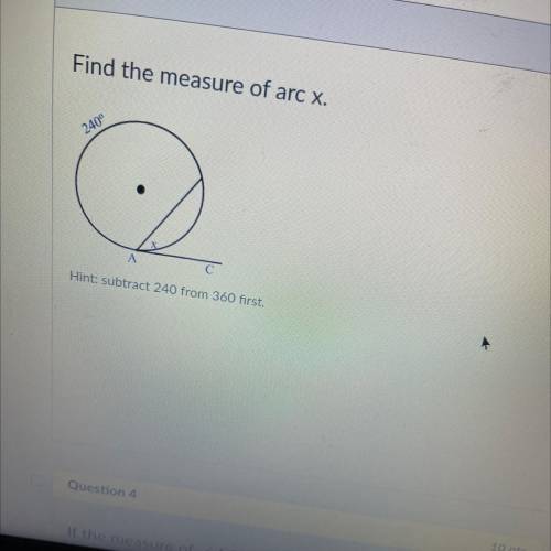 Find the measure of arc x