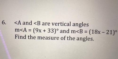A and
m
Find the measure of the angles.