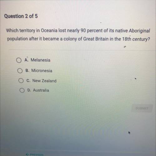 Which territory in Oceania lost nearly 90 percent of its native Aboriginal

population after it be