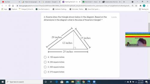 Kwame drew the triangle shown below in the diagram. Based on the dimensions in the diagram what is
