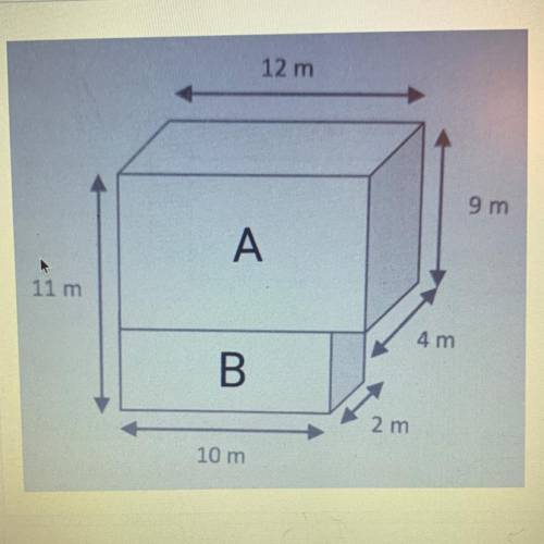 PLEASE HELP!!

What is the volume if A?
What is the height of B? 
What is the volume of B?
What is