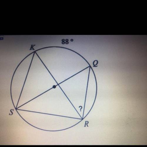 Find the measure of the missing arc, or angle.