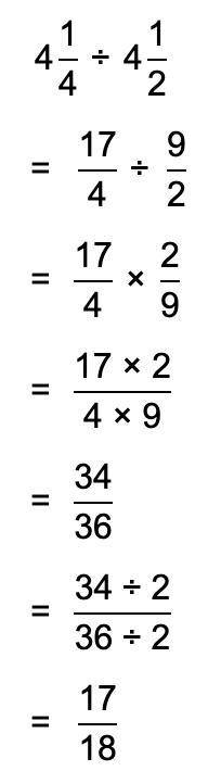 Somebody PLEASE help me... 4 1/4 divided by 4 1/2.
please show your work. thanks