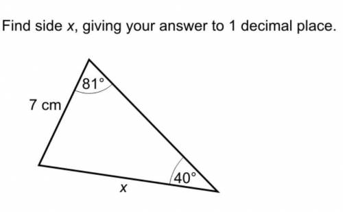 Find side x, giving answer to one decimal place