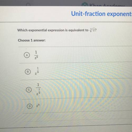 Which exponential expression is equivalent to Vz?