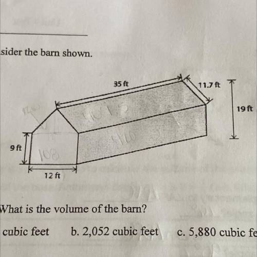 What is the surface area of the barn without the bottom and what is the volume using Bh=v