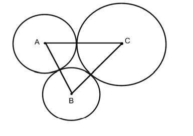 Given three tangent circles A, B, and C with AC=b, AB=c and BC=a,

find the radius of circle A in