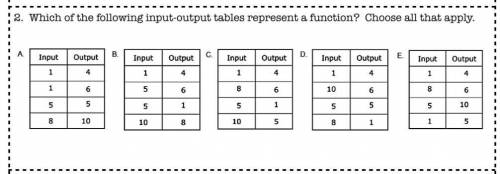 Which of the following input-output tables represent a function? Choose all the apply.