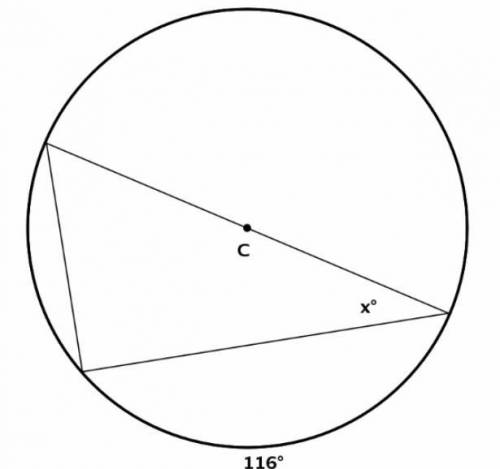 Solve for x. Point C the center of the circle.
Please show work for answer :)
