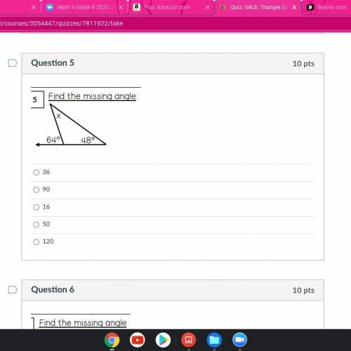 How do I solve X+48+64 for a triangle
