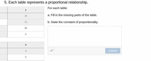 Each table represents a proportional relationship.

b.State the constant of proportionality. 
I NE