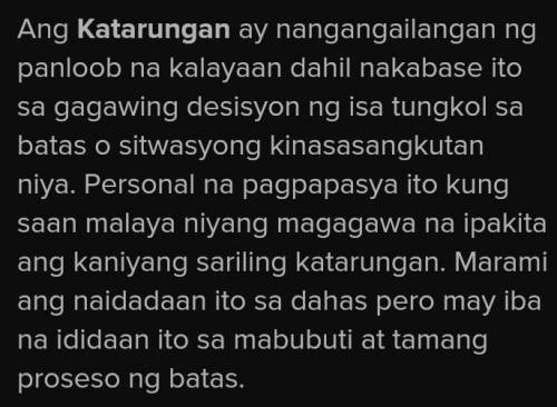 1) Ano ang katarungan?

2) bakit nangangailangan ng panloob na kalayaan ang pagtataguyod nito?3) an