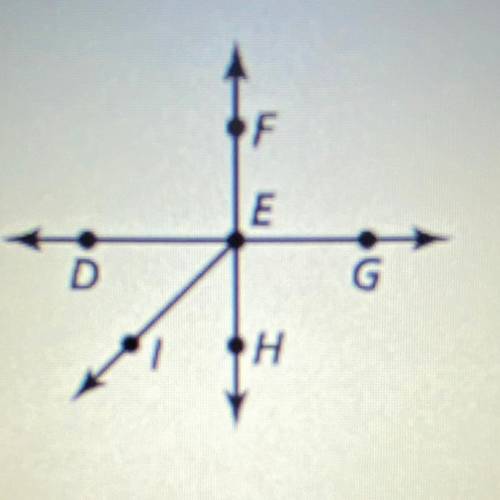 Name two pairs of adjacent angles and two pairs of vertical
angles in the figure.