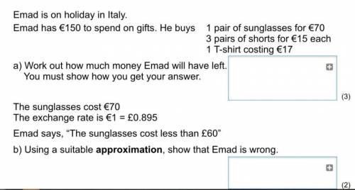 Emad is on holiday in italy. Emad has 150 to spend on gifts