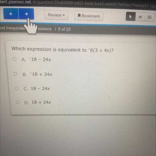 Which expression is equivalent to -6(3 + 4x)?