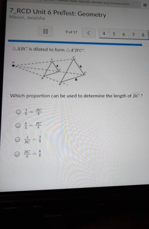 Which is proportion can be used to be determine to length of bc​