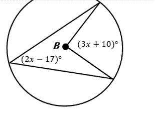 Given circle B below, find the value of x.

A 27
B 44
C 71
D 142