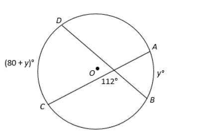 Based on the diagram below, what is the measure of arc DC ?

A 28 degrees
B 68 degrees
C 108 degre
