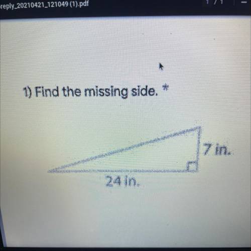 1) Find the missing side.