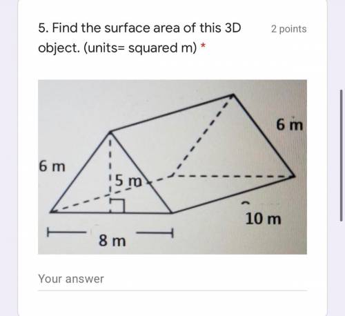 Find the Surface are of this 3D object