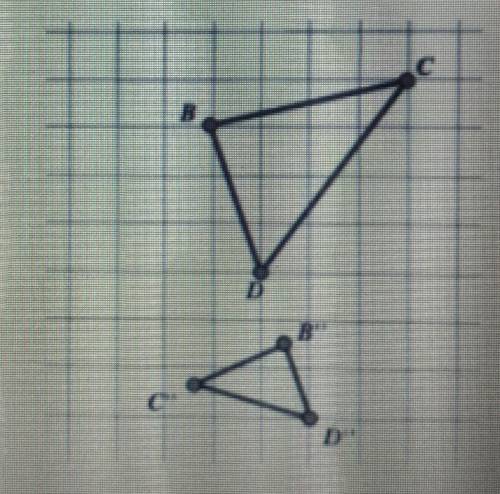 A sequence of transformations occured to create the two similar polygons. Provide a specific set of