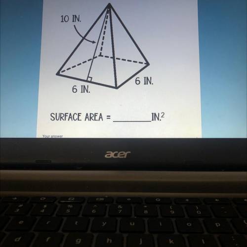 Find the surface area of the square pyramid shown below