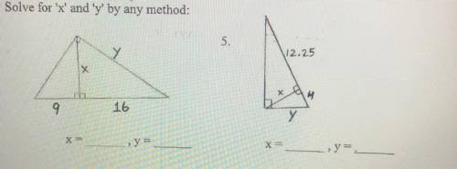 Solve for X and Y by any method