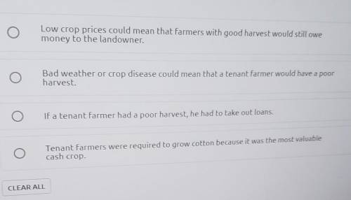 . Which of the following is NOT one of the reasons it was hard to break the cycle of tenant farming