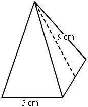 What is the surface area of this right square pyramid?

A. 90 cm^2
B. 115 cm^2
C. 205 cm^2
D. 250