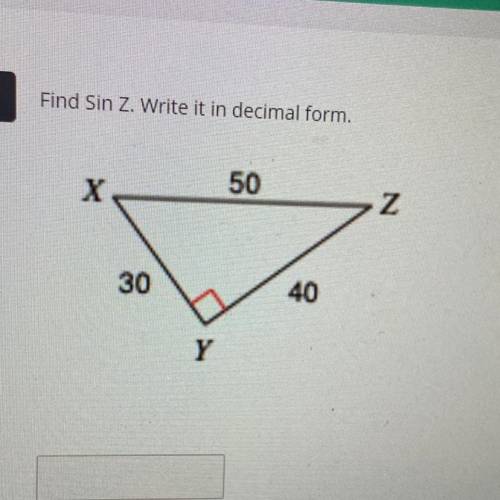 Find Sin Z. Write it in decimal form.