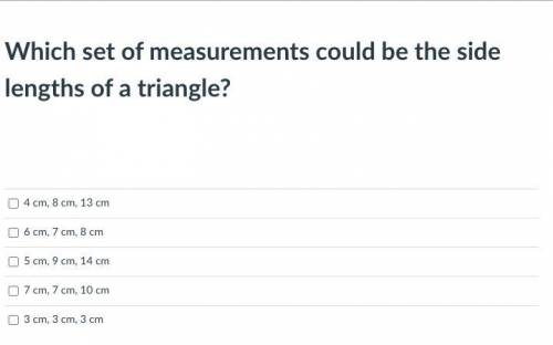 Which set of measurements could be the side lengths of a triangle?
